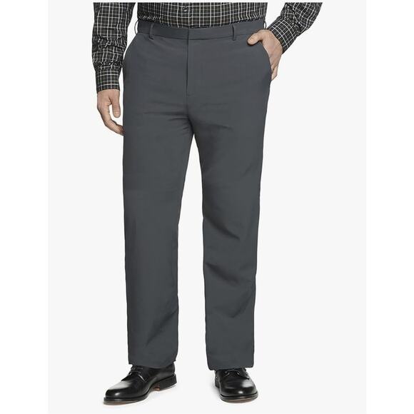 NWT Van Heusen Stain Shield Straight Fit Flat Front Charcoal Dress Pant Size 52W